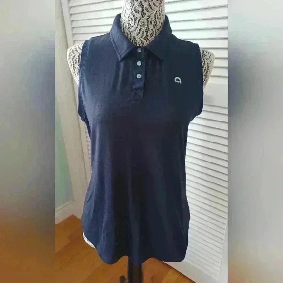 Hyba Activewear Sleeveless Polo Navy Blue  Size Medium - Picture 1 of 6